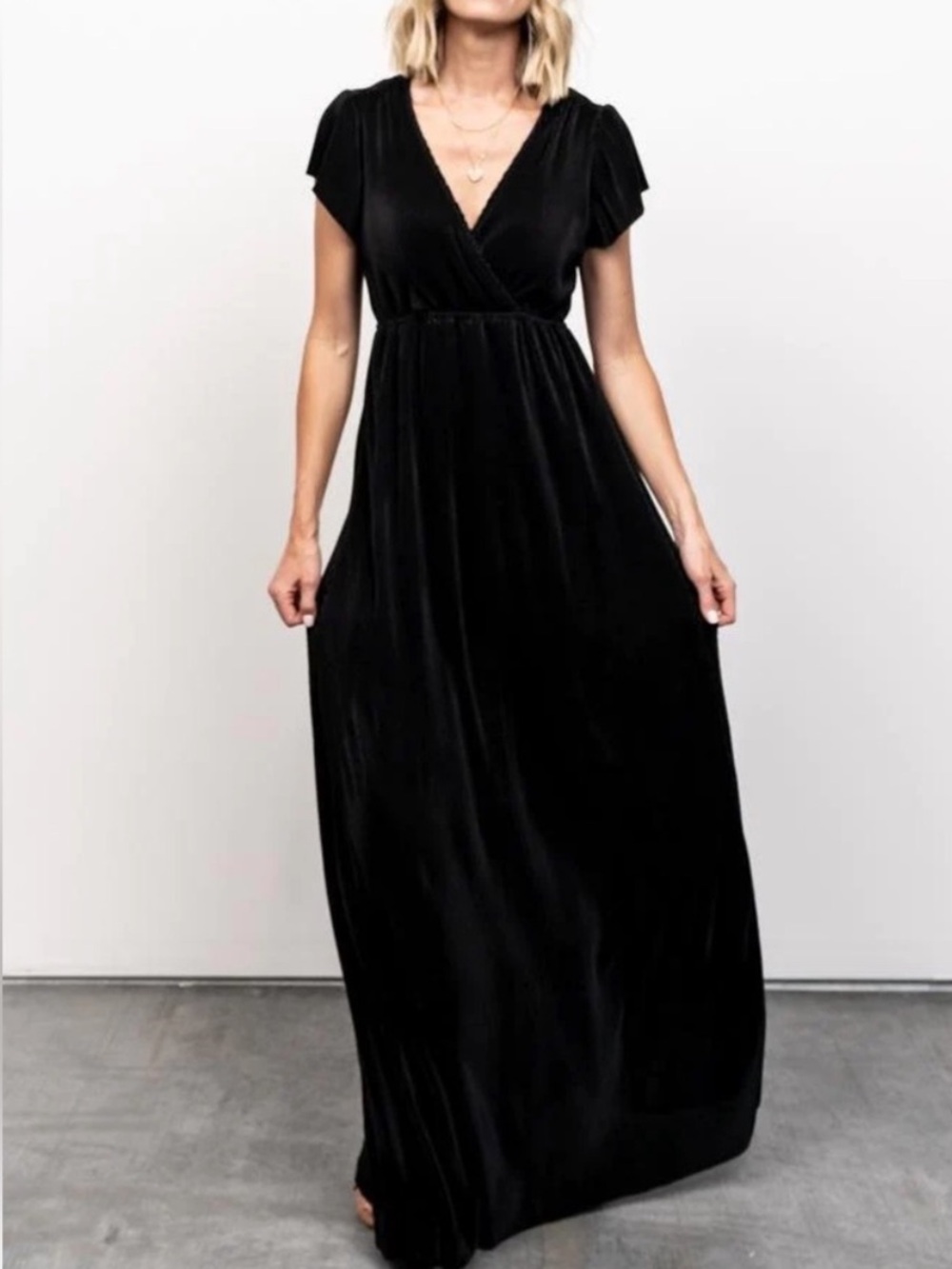 Baltic Born Black Pleated Athena Maxi Dress - Size Small